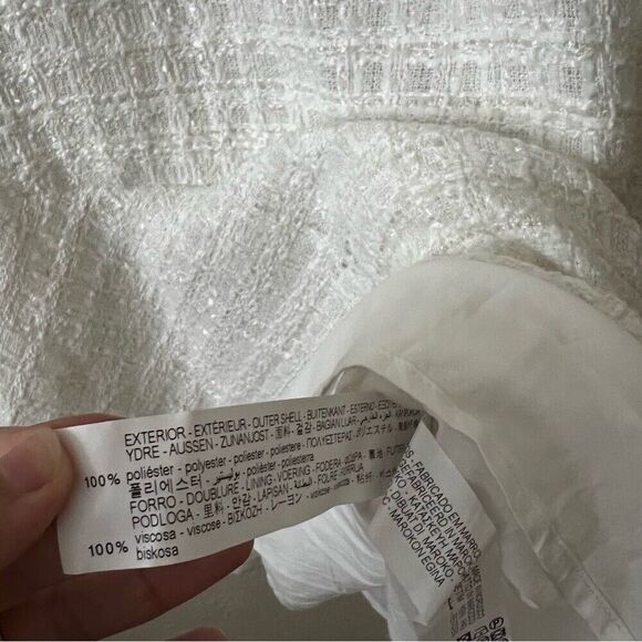 Zara White Tweed Peplum Side Gold Buttons Structured
Mini Dress Sz S fit & flare - Picture 13 of 15